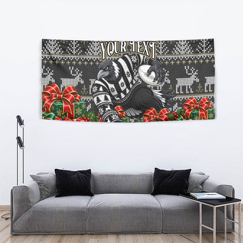 Personalized Magpies Football Christmas Tapestry Australian Football Mascot - Ugly Xmas Pattern Festive