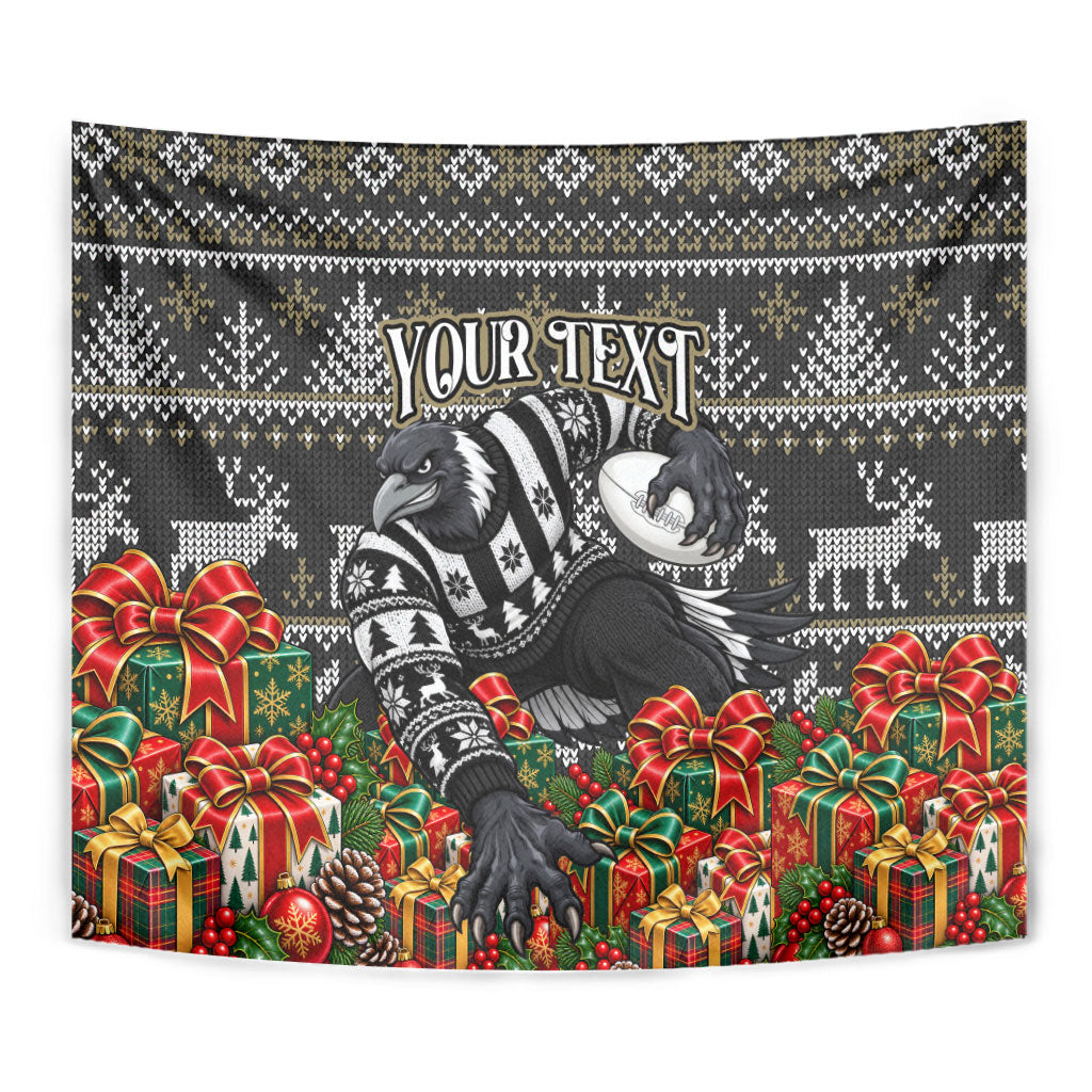 Personalized Magpies Football Christmas Tapestry Australian Football Mascot - Ugly Xmas Pattern Festive