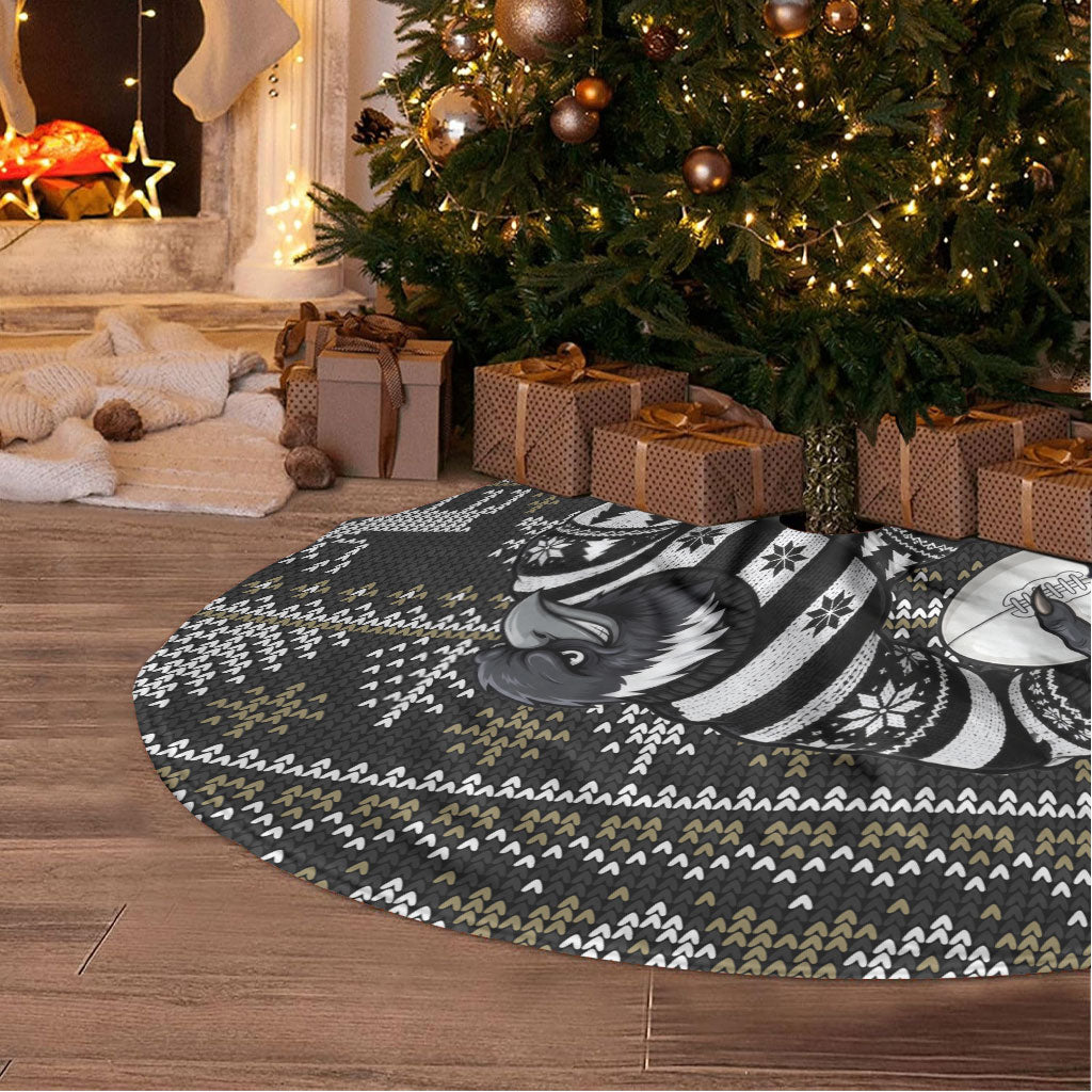 Magpies Football Christmas Tree Skirt Australian Football Mascot - Ugly Xmas Pattern Festive