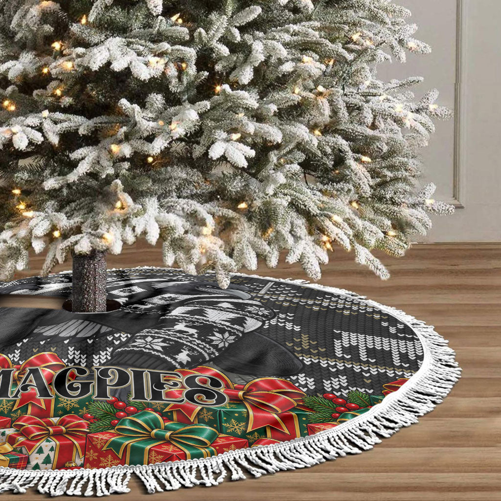 Magpies Football Christmas Tree Skirt Australian Football Mascot - Ugly Xmas Pattern Festive