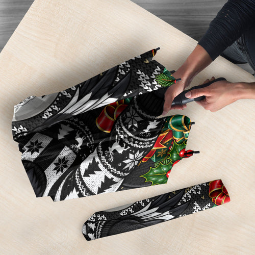 Personalized Magpies Football Christmas Umbrella Australian Football Mascot - Ugly Xmas Pattern Festive