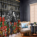 Personalized Magpies Football Christmas Window Curtain Australian Football Mascot - Ugly Xmas Pattern Festive