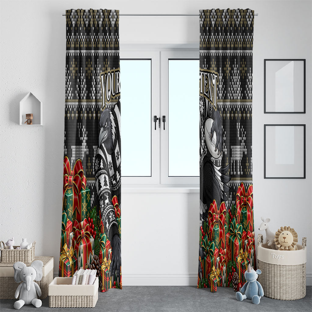 Personalized Magpies Football Christmas Window Curtain Australian Football Mascot - Ugly Xmas Pattern Festive