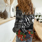 Personalized Magpies Football Christmas Women Casual Shirt Australian Football Mascot - Ugly Xmas Pattern Festive