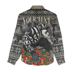 Personalized Magpies Football Christmas Women Casual Shirt Australian Football Mascot - Ugly Xmas Pattern Festive
