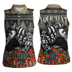 Personalized Magpies Football Christmas Women Sleeveless Polo Shirt Australian Football Mascot - Ugly Xmas Pattern Festive