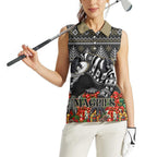 Personalized Magpies Football Christmas Women Sleeveless Polo Shirt Australian Football Mascot - Ugly Xmas Pattern Festive