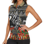 Personalized Magpies Football Christmas Women Sleeveless Polo Shirt Australian Football Mascot - Ugly Xmas Pattern Festive