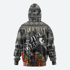 Personalized Magpies Football Christmas Zip Hoodie Australian Football Mascot - Ugly Xmas Pattern Festive