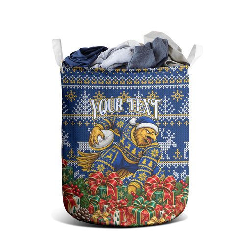 Personalized West Coast Eagles Football Christmas Laundry Basket Australian Football Mascot - Ugly Christmas Pattern Festive