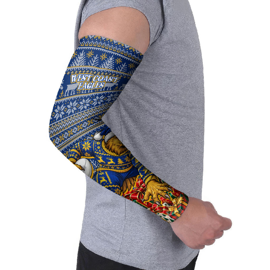 Personalized West Coast Eagles Football Christmas Arm Sleeves Australian Football Mascot - Ugly Christmas Pattern Festive