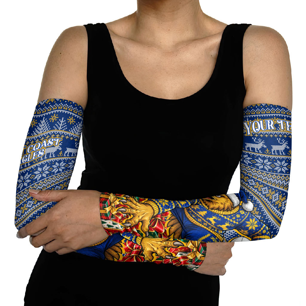 Personalized West Coast Eagles Football Christmas Arm Sleeves Australian Football Mascot - Ugly Christmas Pattern Festive