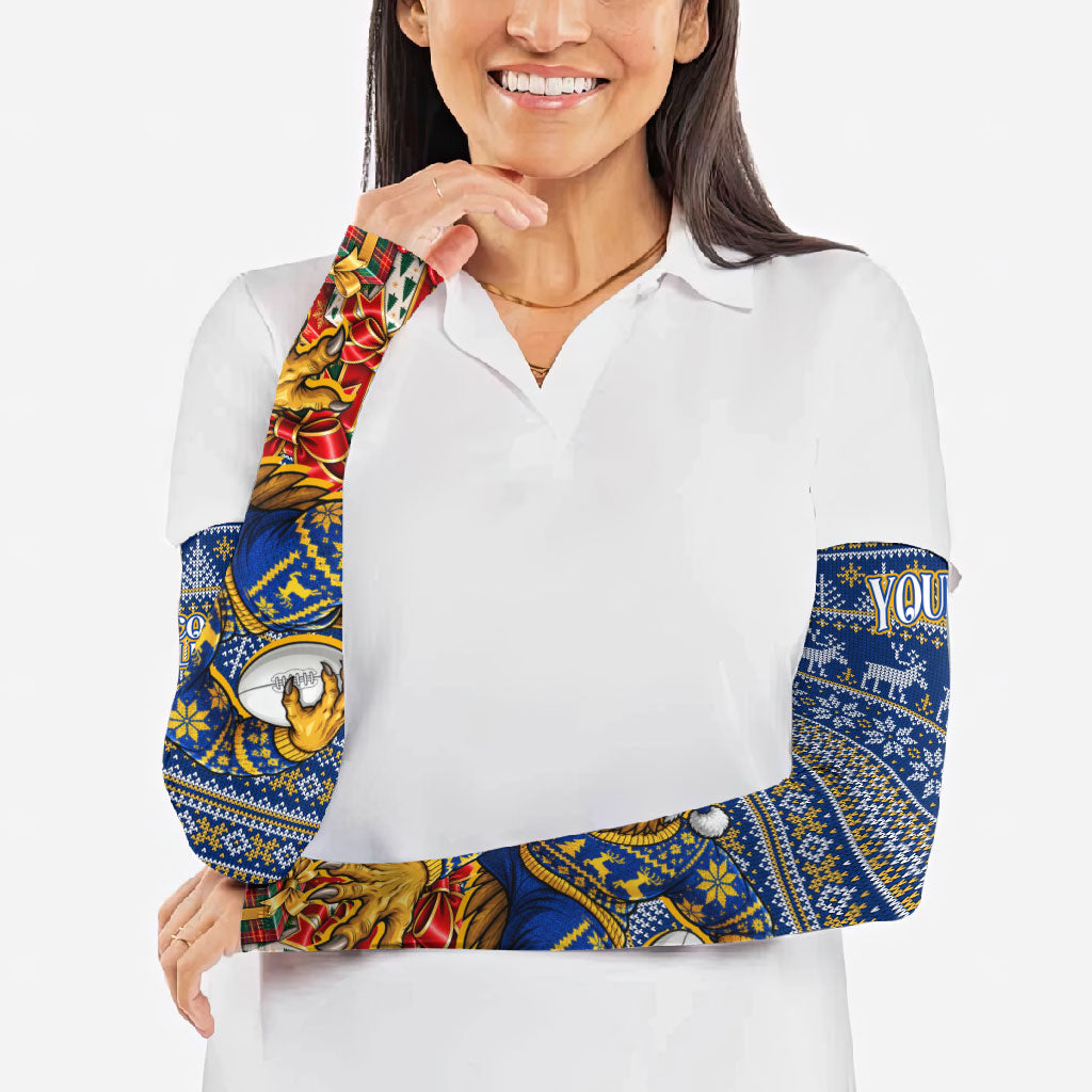 Personalized West Coast Eagles Football Christmas Arm Sleeves Australian Football Mascot - Ugly Christmas Pattern Festive