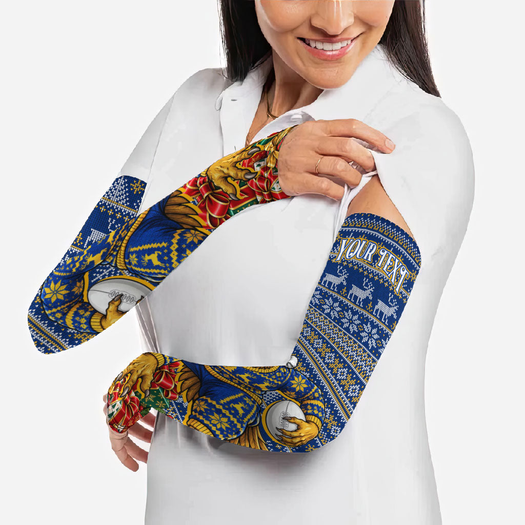 Personalized West Coast Eagles Football Christmas Arm Sleeves Australian Football Mascot - Ugly Christmas Pattern Festive