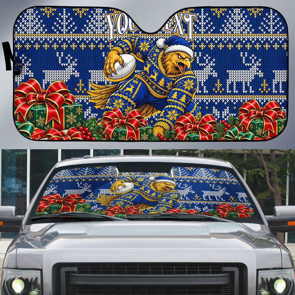 Personalized West Coast Eagles Football Christmas Auto Sun Shade Australian Football Mascot - Ugly Christmas Pattern Festive