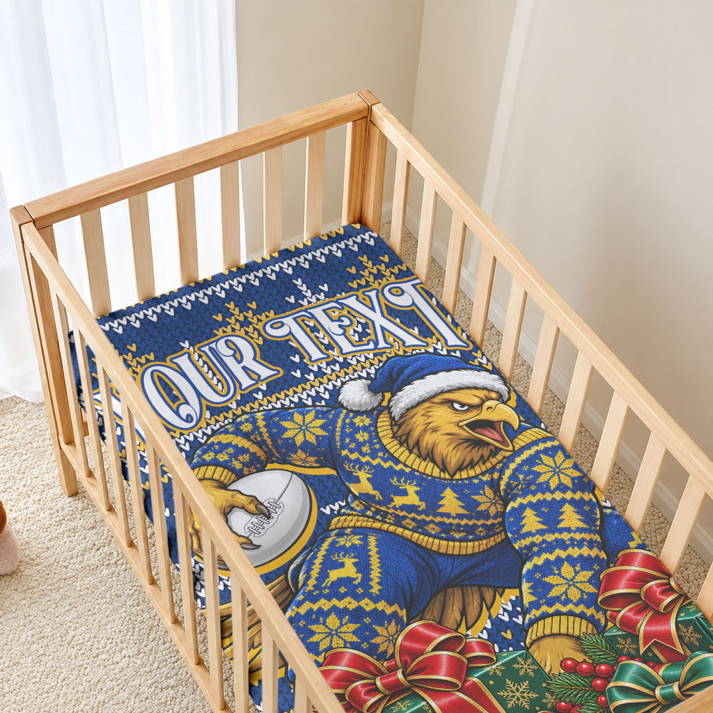 Personalized West Coast Eagles Football Christmas Baby Bed Cover Australian Football Mascot - Ugly Christmas Pattern Festive