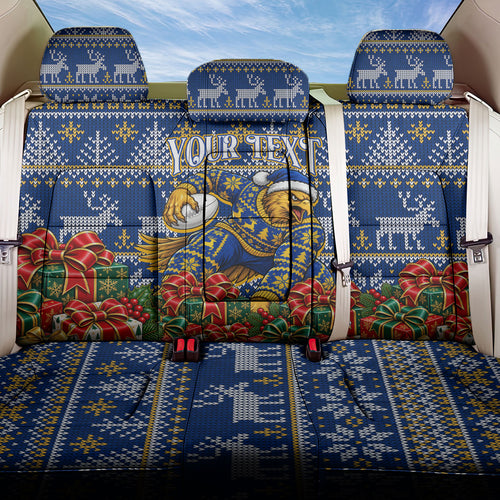 Personalized West Coast Eagles Football Christmas Back Car Seat Cover Australian Football Mascot - Ugly Christmas Pattern Festive