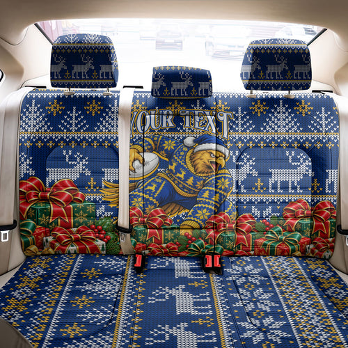 Personalized West Coast Eagles Football Christmas Back Car Seat Cover Australian Football Mascot - Ugly Christmas Pattern Festive