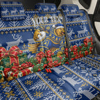 Personalized West Coast Eagles Football Christmas Back Car Seat Cover Australian Football Mascot - Ugly Christmas Pattern Festive