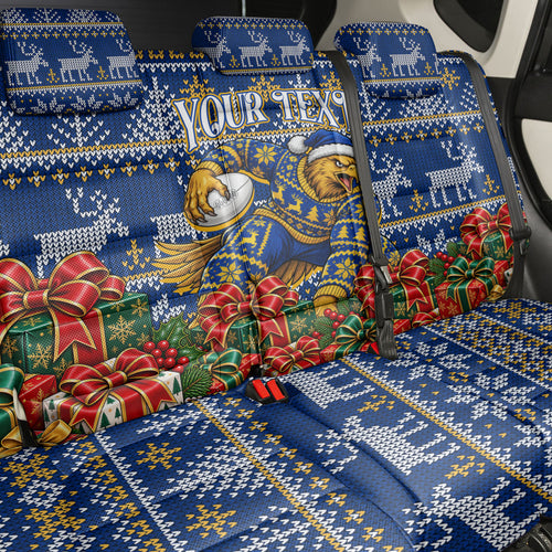 Personalized West Coast Eagles Football Christmas Back Car Seat Cover Australian Football Mascot - Ugly Christmas Pattern Festive