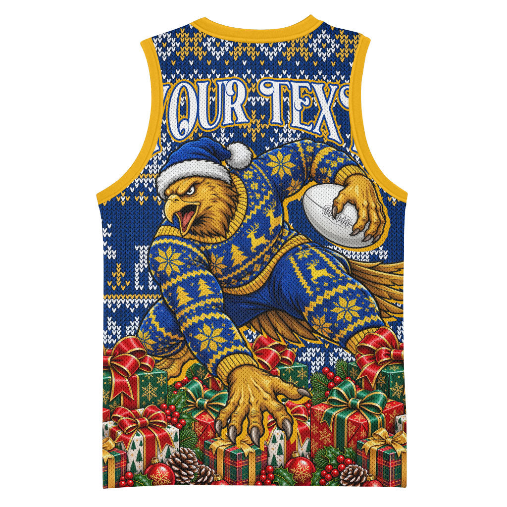 Personalized West Coast Eagles Football Christmas Basketball Jersey Australian Football Mascot - Ugly Christmas Pattern Festive