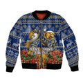 Personalized West Coast Eagles Football Christmas Bomber Jacket Australian Football Mascot - Ugly Christmas Pattern Festive