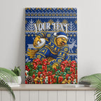Personalized West Coast Eagles Football Christmas Canvas Wall Art Australian Football Mascot - Ugly Christmas Pattern Festive