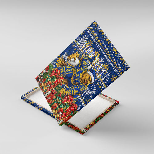 Personalized West Coast Eagles Football Christmas Canvas Wall Art Australian Football Mascot - Ugly Christmas Pattern Festive