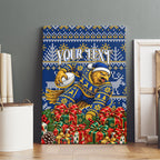 Personalized West Coast Eagles Football Christmas Canvas Wall Art Australian Football Mascot - Ugly Christmas Pattern Festive