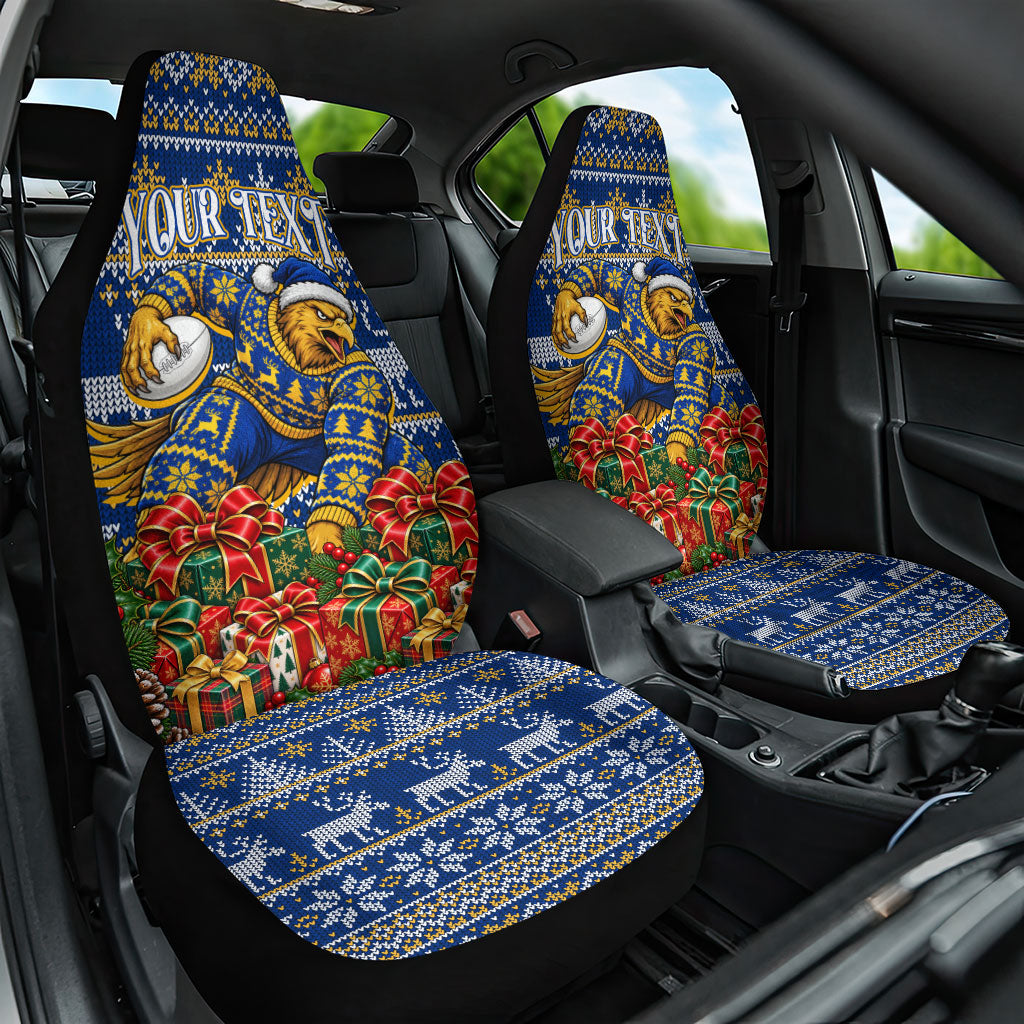 Personalized West Coast Eagles Football Christmas Car Seat Cover Australian Football Mascot - Ugly Christmas Pattern Festive