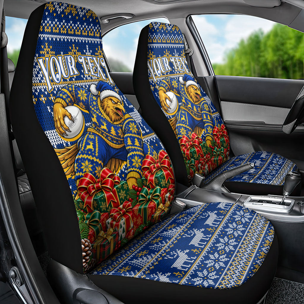 Personalized West Coast Eagles Football Christmas Car Seat Cover Australian Football Mascot - Ugly Christmas Pattern Festive