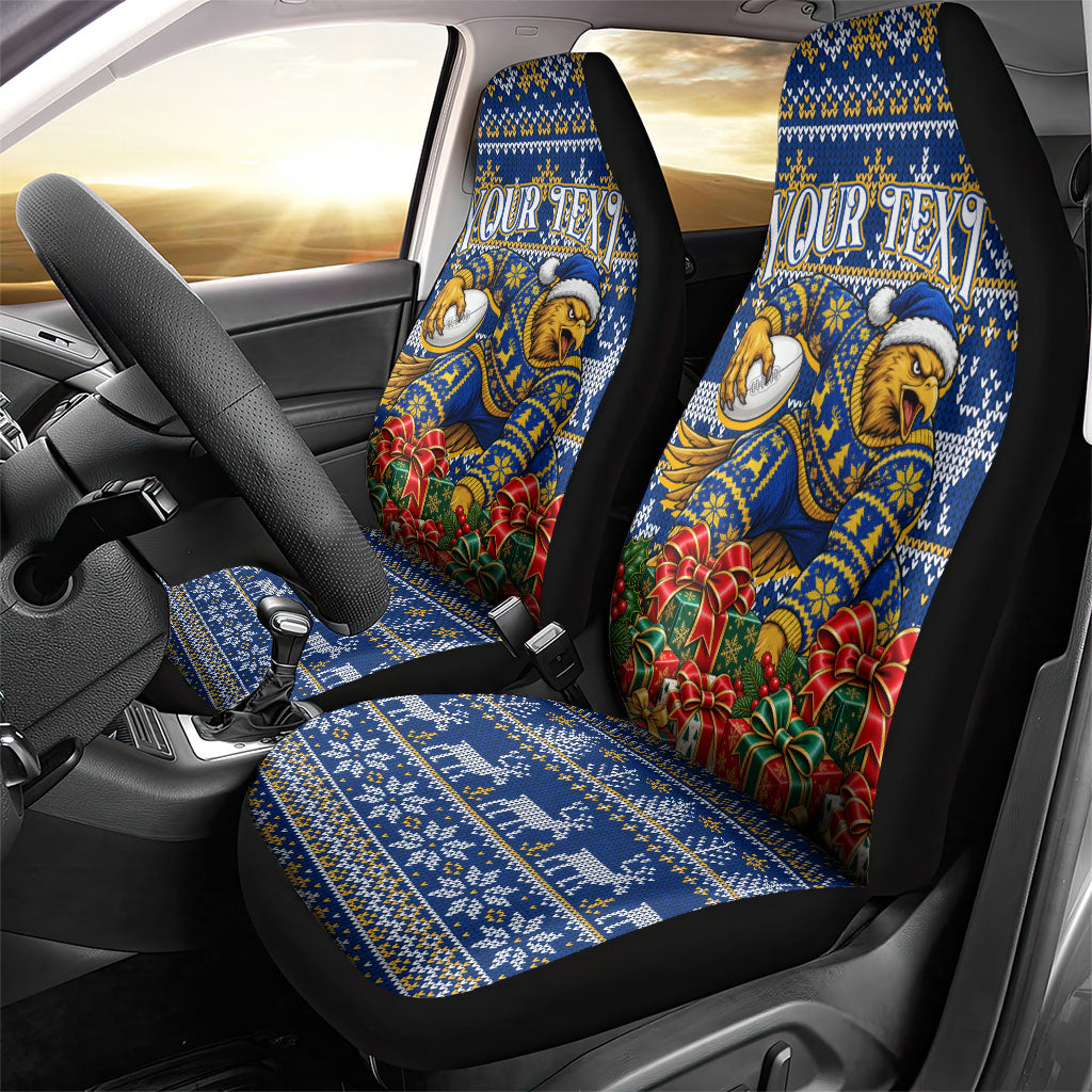Personalized West Coast Eagles Football Christmas Car Seat Cover Australian Football Mascot - Ugly Christmas Pattern Festive