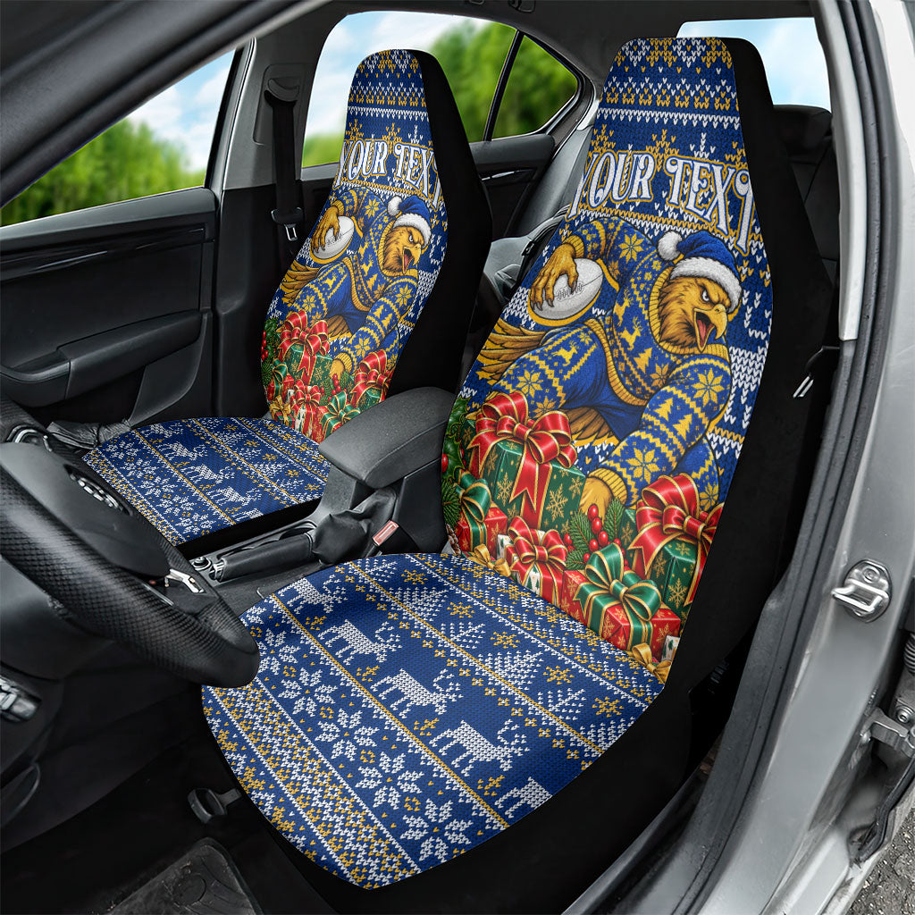 Personalized West Coast Eagles Football Christmas Car Seat Cover Australian Football Mascot - Ugly Christmas Pattern Festive