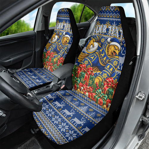 Personalized West Coast Eagles Football Christmas Car Seat Cover Australian Football Mascot - Ugly Christmas Pattern Festive