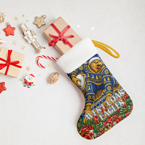 West Coast Eagles Football Christmas Stocking Australian Football Mascot - Ugly Christmas Pattern Festive