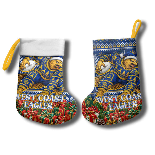West Coast Eagles Football Christmas Stocking Australian Football Mascot - Ugly Christmas Pattern Festive