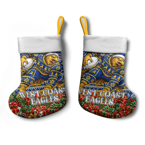 West Coast Eagles Football Christmas Stocking Australian Football Mascot - Ugly Christmas Pattern Festive