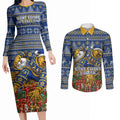 Personalized West Coast Eagles Football Christmas Couples Matching Long Sleeve Bodycon Dress and Long Sleeve Button Shirt Australian Football Mascot - Ugly Christmas Pattern Festive