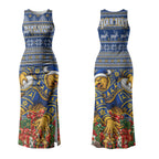 Personalized West Coast Eagles Football Christmas Couples Matching Tank Maxi Dress and Hawaiian Shirt Australian Football Mascot - Ugly Christmas Pattern Festive