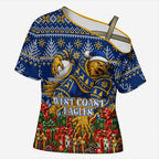 Personalized West Coast Eagles Football Christmas Cross Shoulder Shirt Australian Football Mascot - Ugly Christmas Pattern Festive