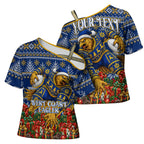 Personalized West Coast Eagles Football Christmas Cross Shoulder Shirt Australian Football Mascot - Ugly Christmas Pattern Festive