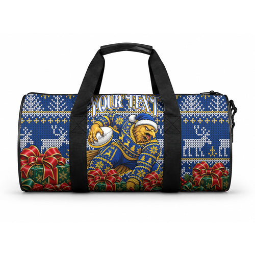 Personalized West Coast Eagles Football Christmas Duffle Bag Australian Football Mascot - Ugly Christmas Pattern Festive