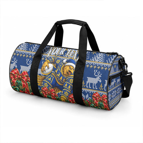 Personalized West Coast Eagles Football Christmas Duffle Bag Australian Football Mascot - Ugly Christmas Pattern Festive