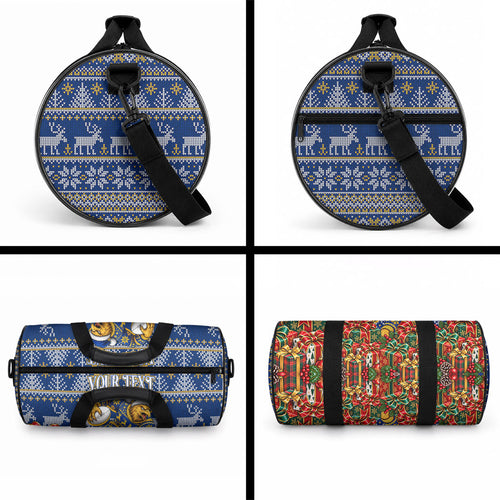 Personalized West Coast Eagles Football Christmas Duffle Bag Australian Football Mascot - Ugly Christmas Pattern Festive