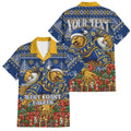 Personalized West Coast Eagles Football Christmas Family Matching Off The Shoulder Long Sleeve Dress and Hawaiian Shirt Australian Football Mascot - Ugly Christmas Pattern Festive