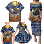 Personalized West Coast Eagles Football Christmas Family Matching Puletasi and Hawaiian Shirt Australian Football Mascot - Ugly Christmas Pattern Festive