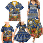 Personalized West Coast Eagles Football Christmas Family Matching Summer Maxi Dress and Hawaiian Shirt Australian Football Mascot - Ugly Christmas Pattern Festive
