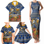 Personalized West Coast Eagles Football Christmas Family Matching Tank Maxi Dress and Hawaiian Shirt Australian Football Mascot - Ugly Christmas Pattern Festive