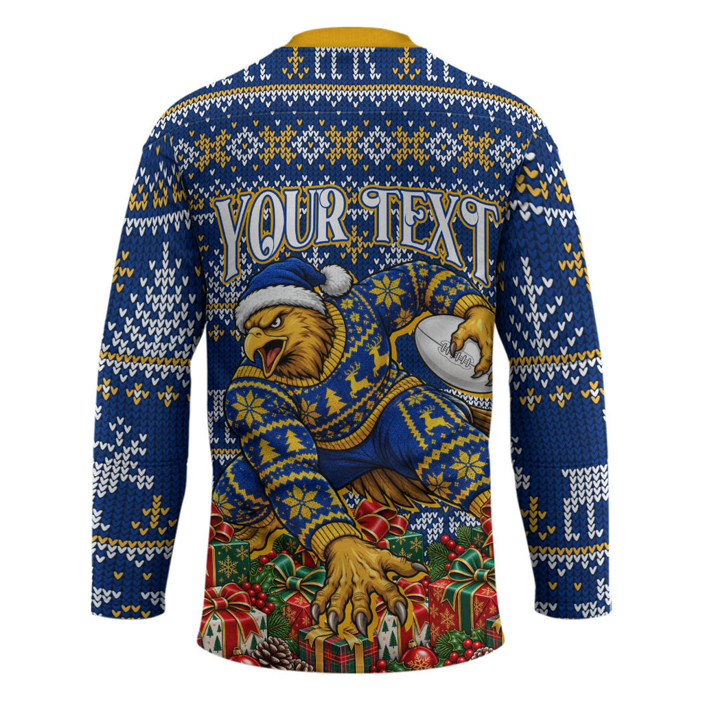 Personalized West Coast Eagles Football Christmas Hockey Jersey Australian Football Mascot - Ugly Christmas Pattern Festive