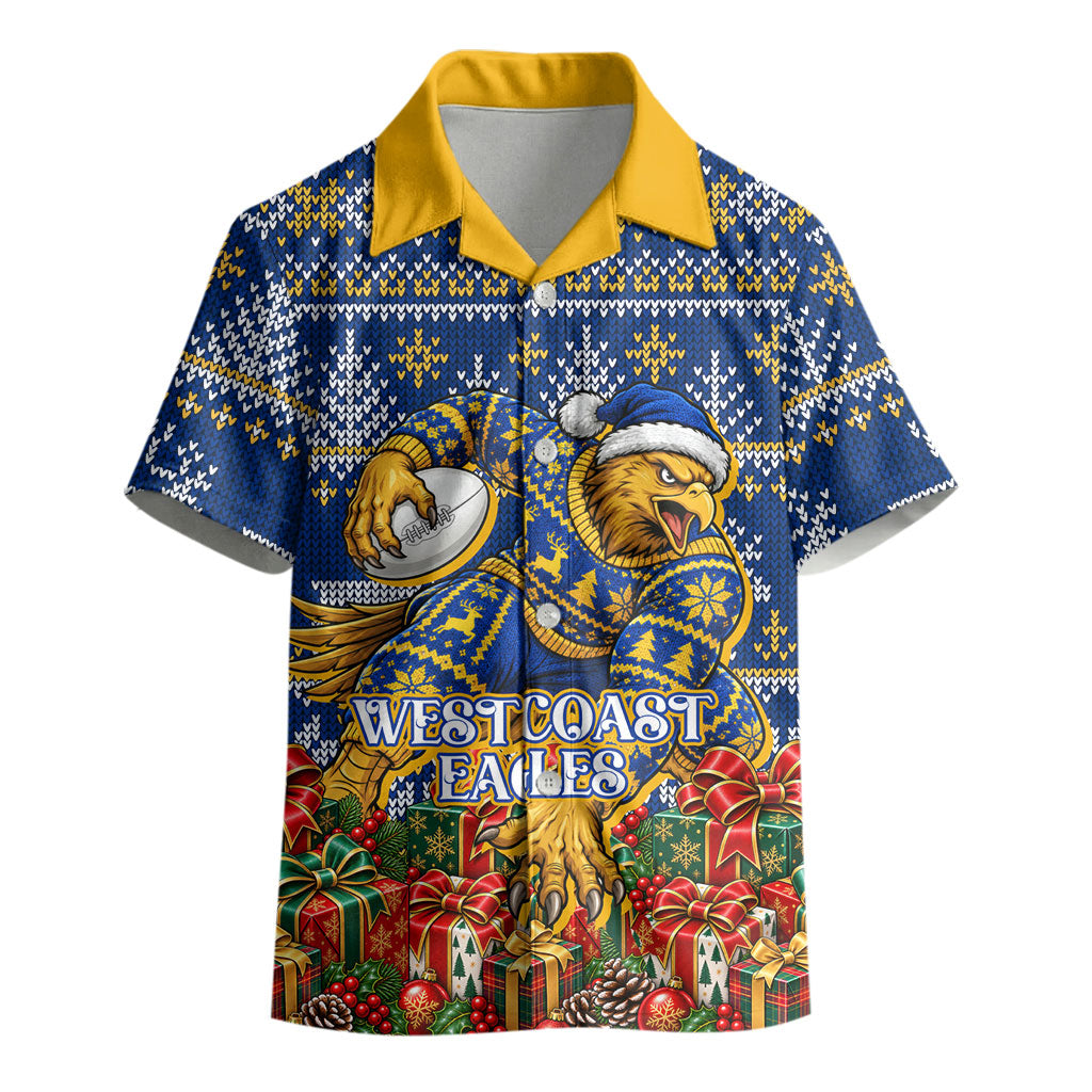 Personalized West Coast Eagles Football Christmas Kid Hawaiian Shirt Australian Football Mascot - Ugly Christmas Pattern Festive